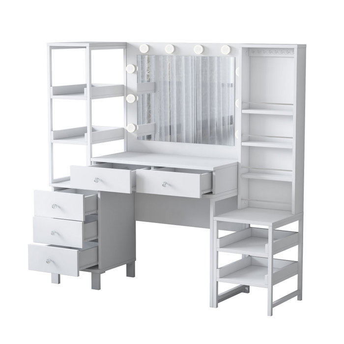 Hanah Home Mesa de Maquillaje BJ154 - 3861 Blanca con 10 Focos Hanah Home Mesa de Maquillaje BJ154 - 3861 Blanca con 10 Focos